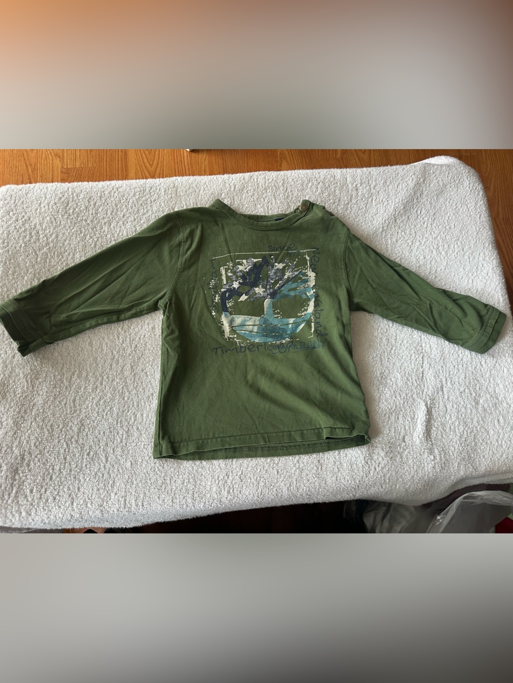 Timberland Green Long Sleeve Graphic Tee with Nature Print